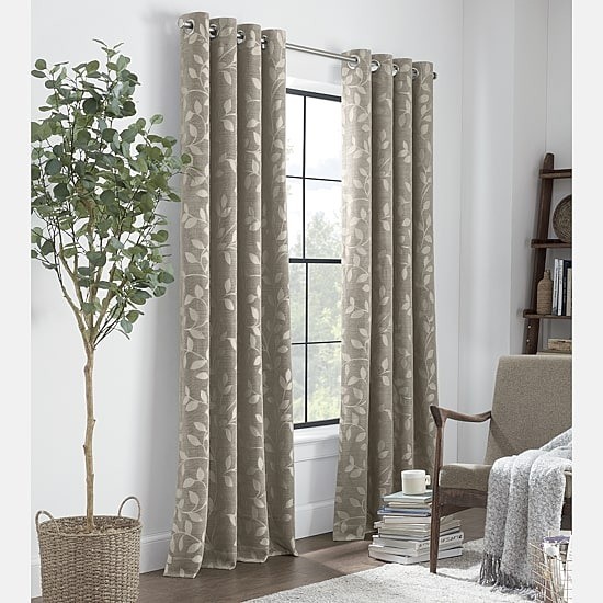 Linden Street Gwen Leaf Grommet Light Filtering Curtain Panel Gray 50 95
