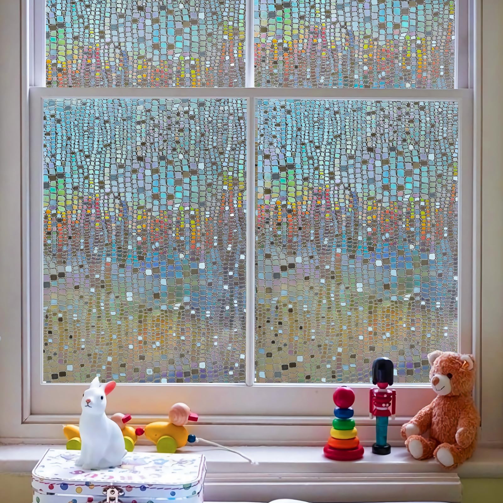 Beautysaid Privacy Film Stained Glass 3D Rainbow Prism Peel and Stick Decorat…