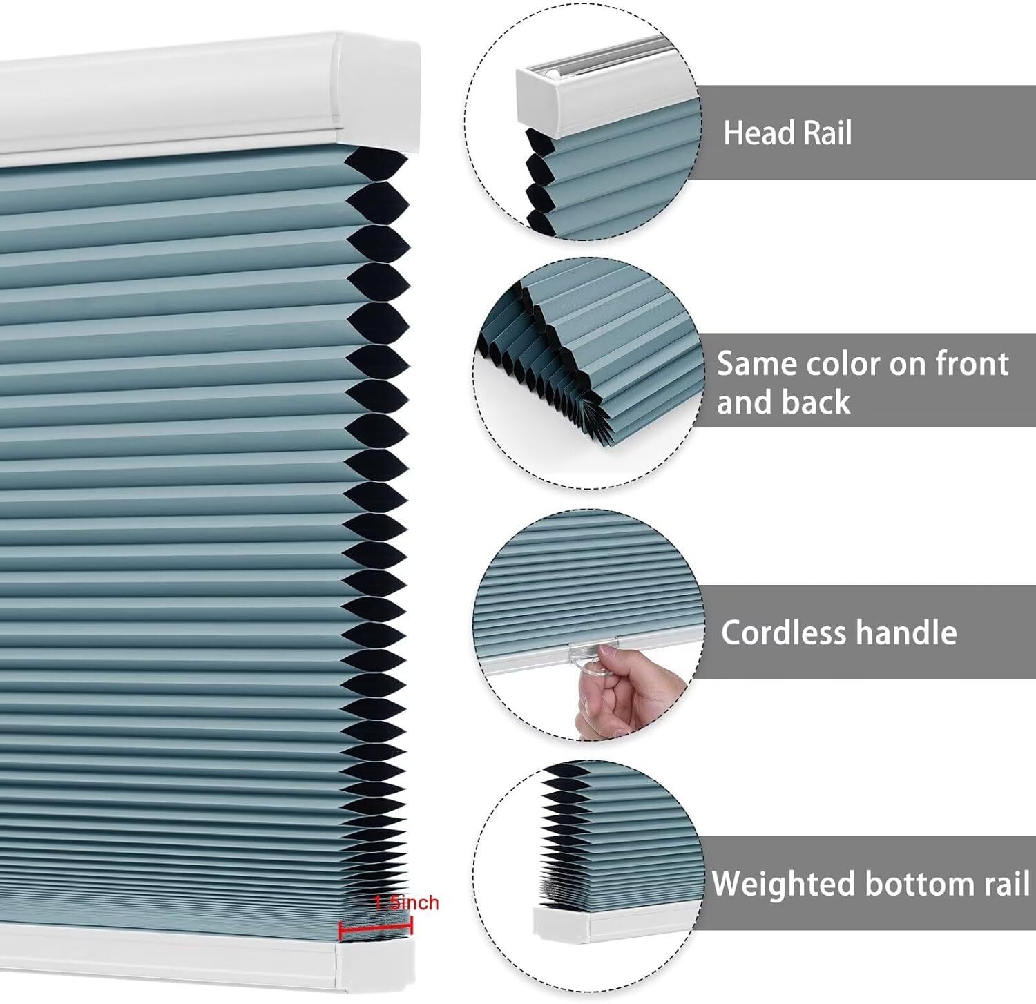 Changshade CUSTOM Cordless Blackout Honeycomb Cellular Shades Window Shades