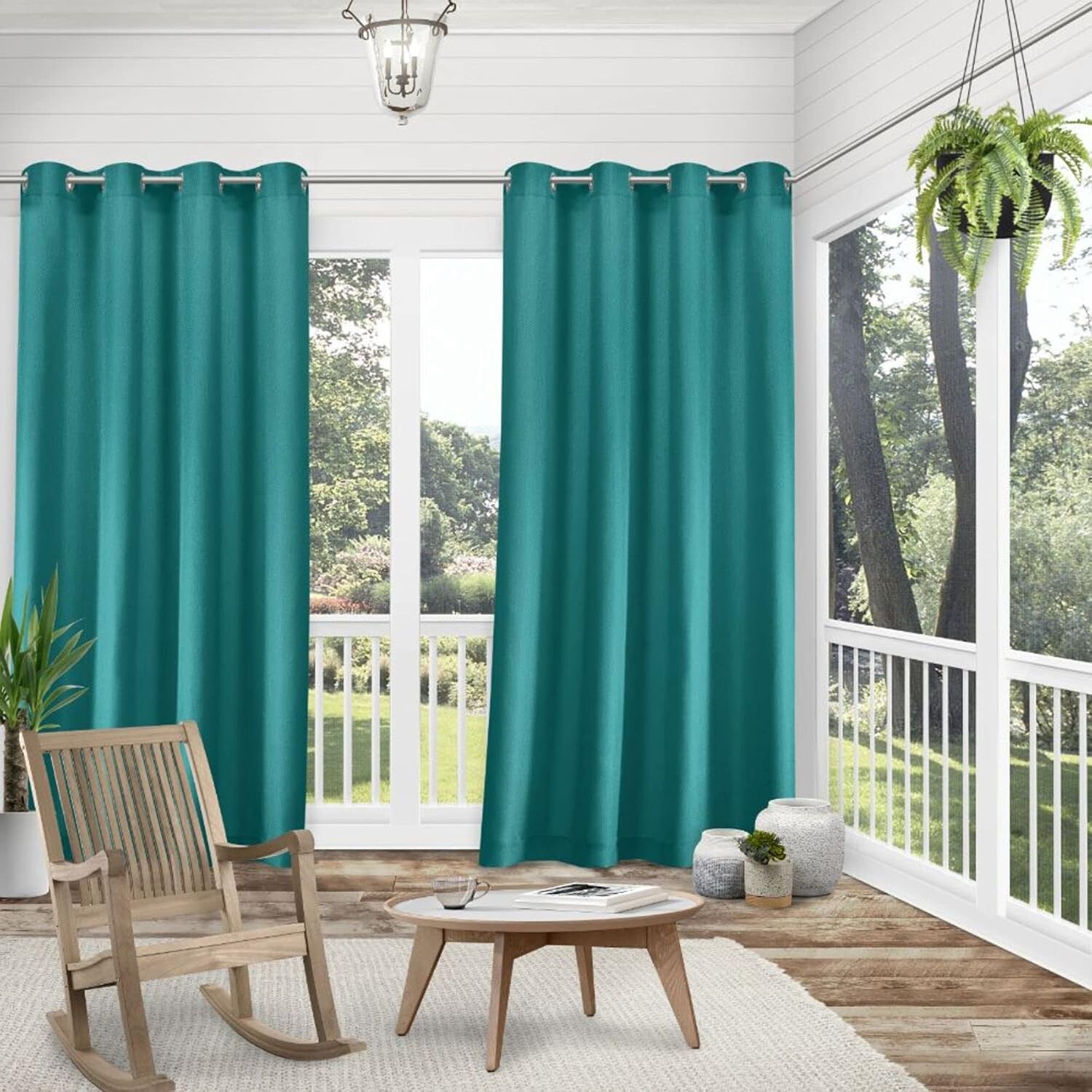 Window Curtain Panel, 54″x96 Dark Teal, Set of 2, Textured Grommet Curtain