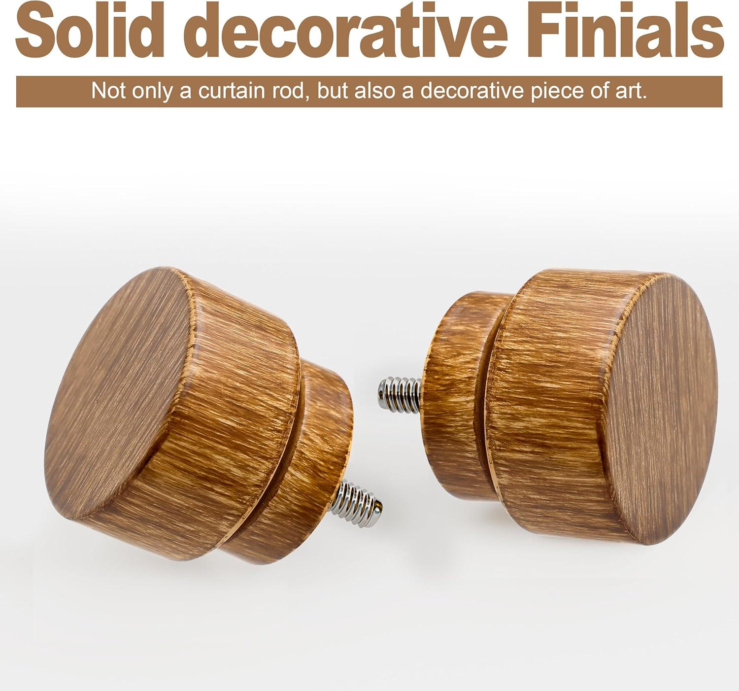 Wood Curtain Rods for Windows 66 to 120 Inches 1″ Diameter Boho Decorative Heavy