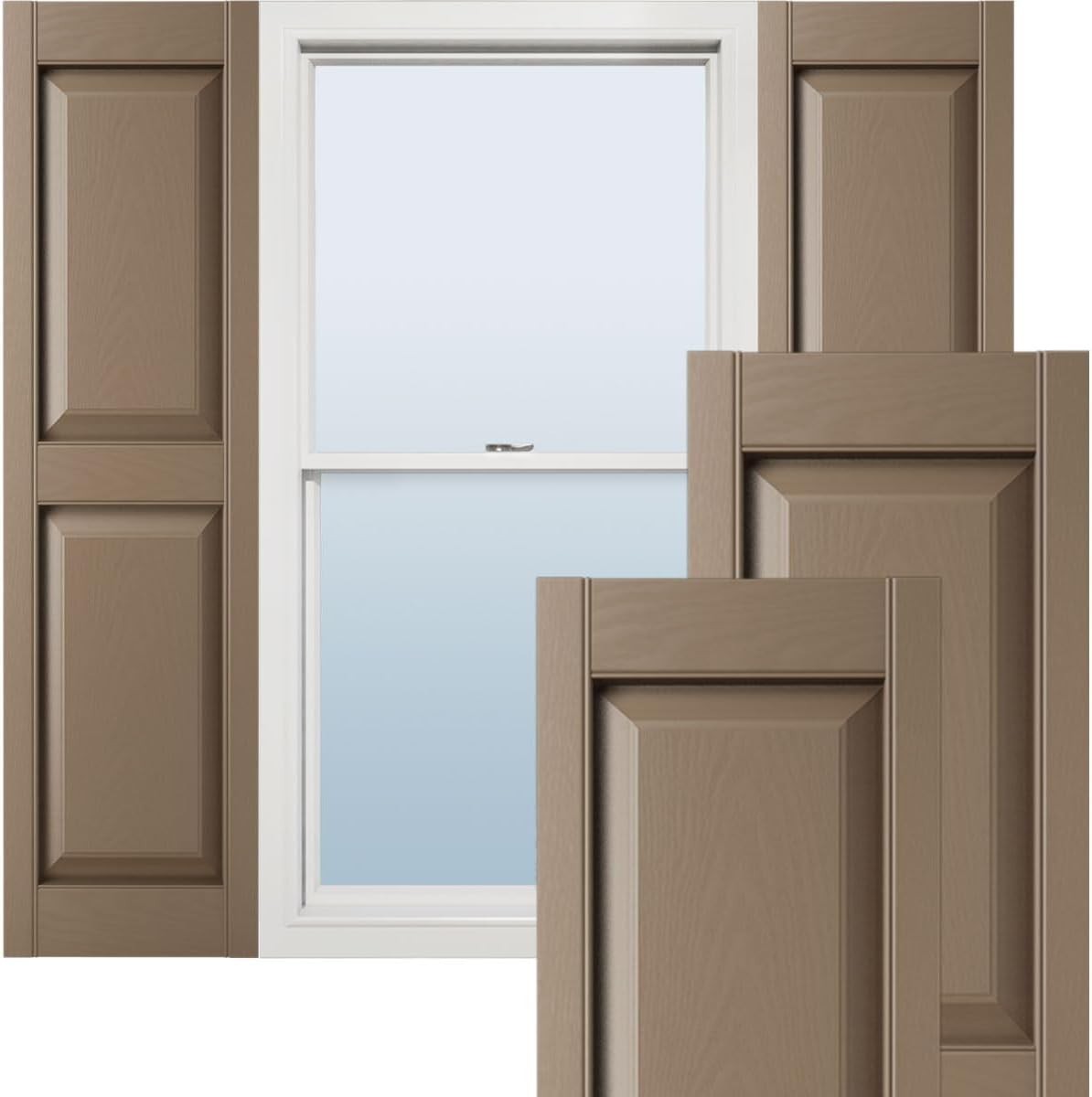 12×76 Vinyl Raised Panel Shutters Storm Cloud Pair w Shutter Loks New