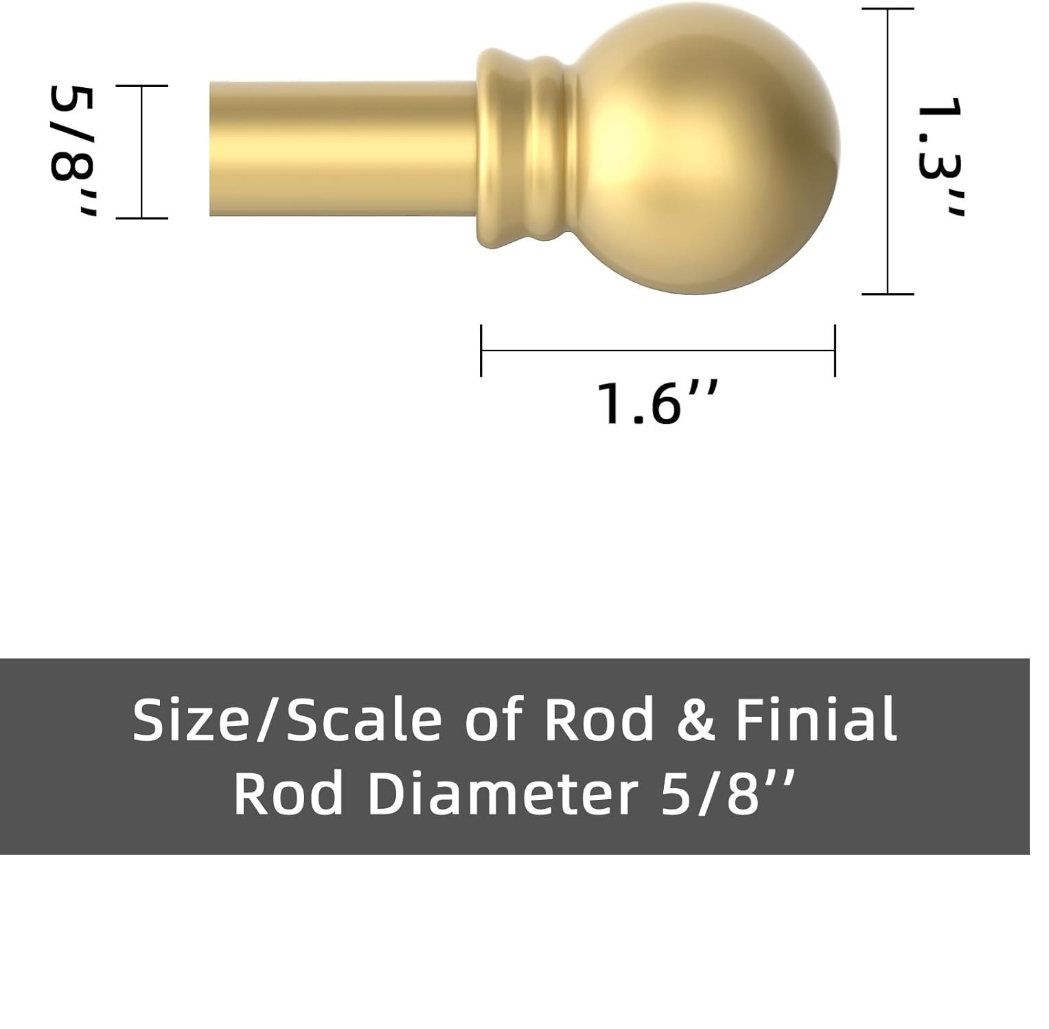 Curtain Rods for windows 32-48 inch, 5/8 inch Decorative Gold Splicing HeavyDuty