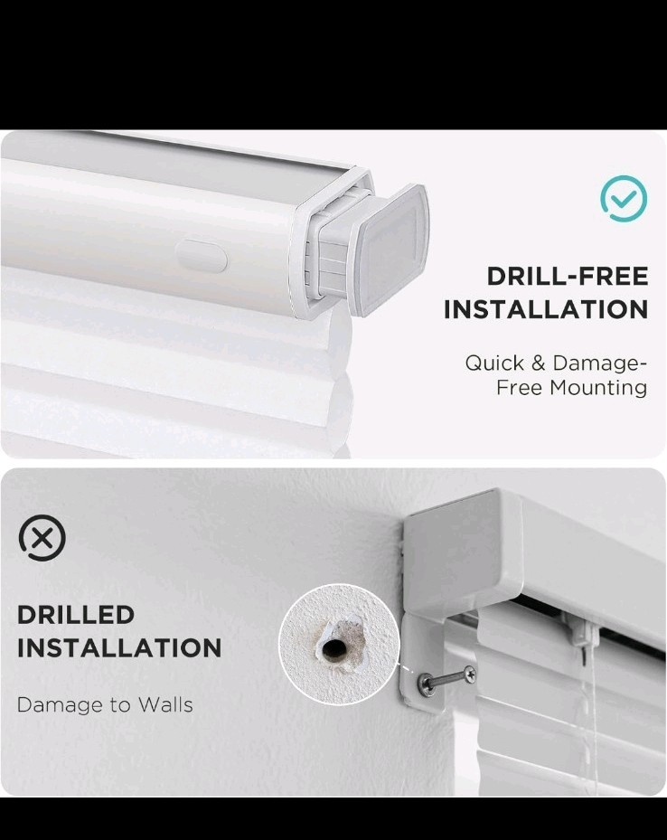 White Light Filtering Cellular Blinds Drill-Free Window Frame Mounted