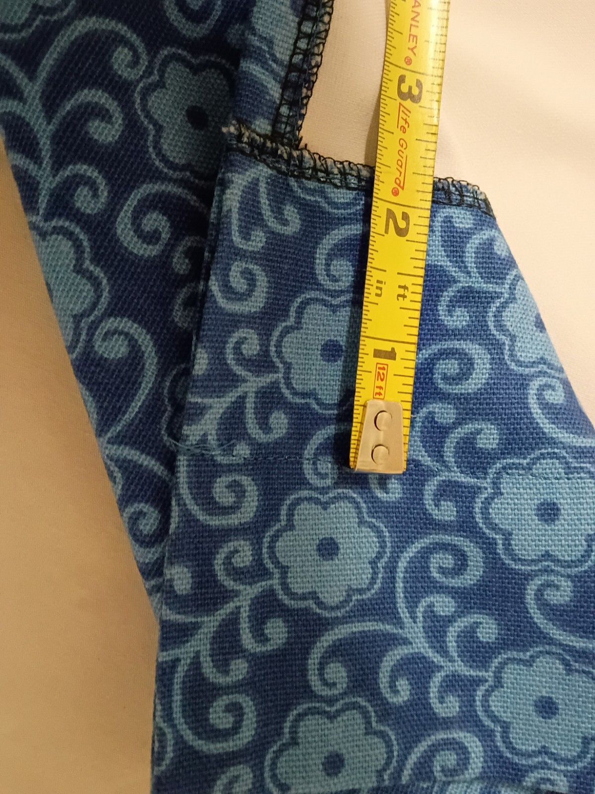 Country Drape Curtains Panels Blue Daisy Pattern Handmade Pair 43″ X 60″ Lined