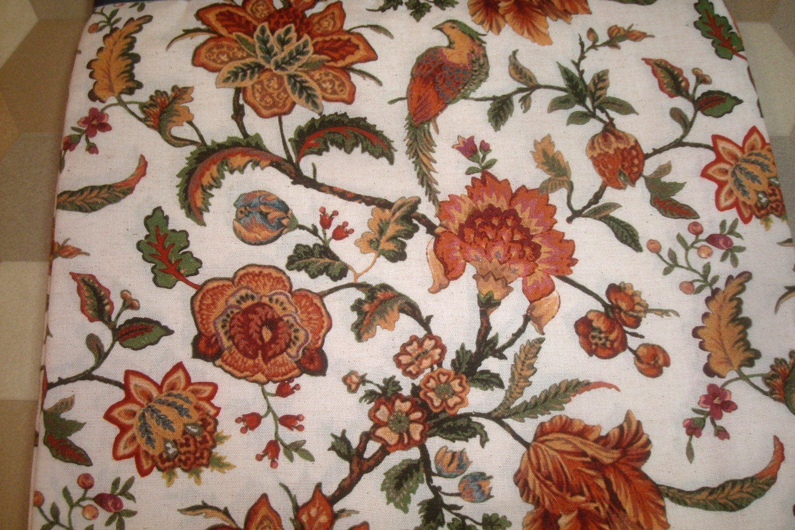 NWT Curated Kravet 2 pc Window Curtains Jacobean Birds Cotton Linen 50″ x 96″ lg