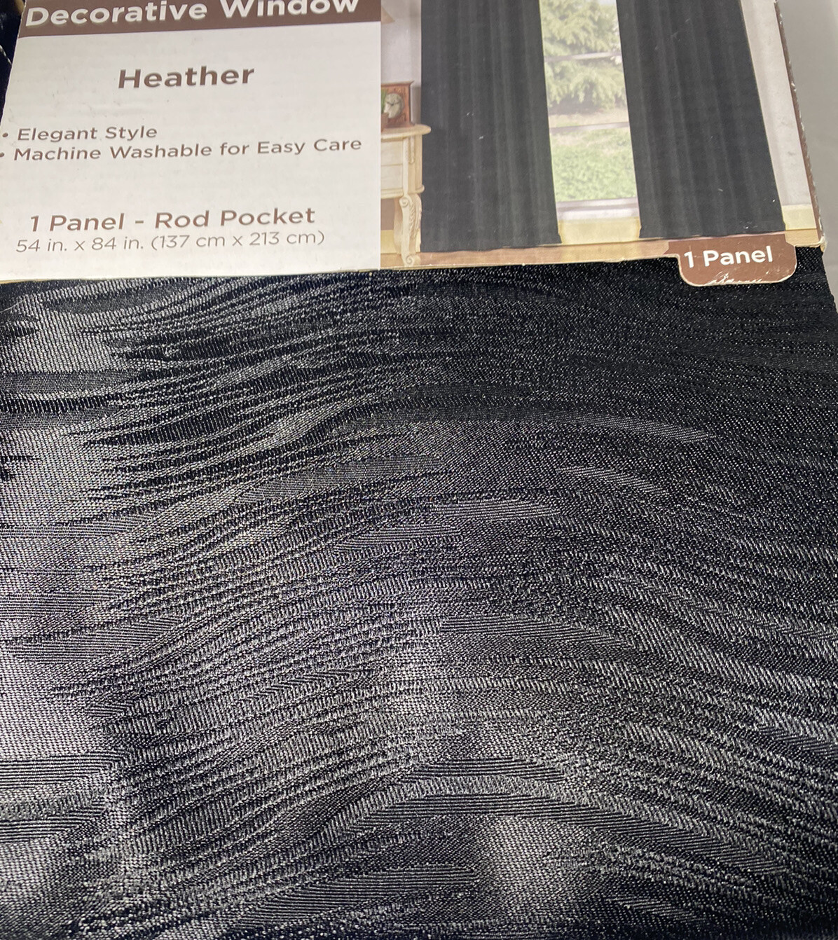2 Panels Black Heather Curtains Size 54” × 84” Long Each Panel