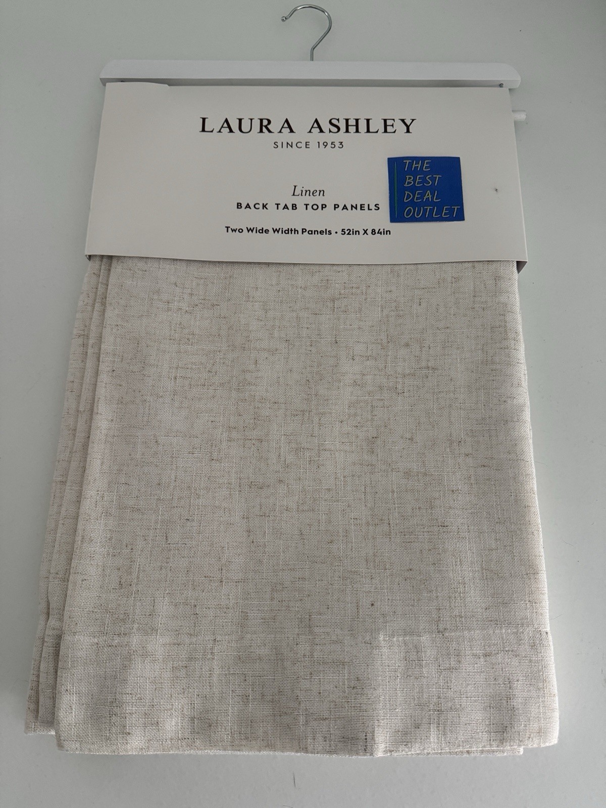 New Laura Ashley Window Curtains 2 Wide Panels 52 x 84 Linen Natural Back Tab