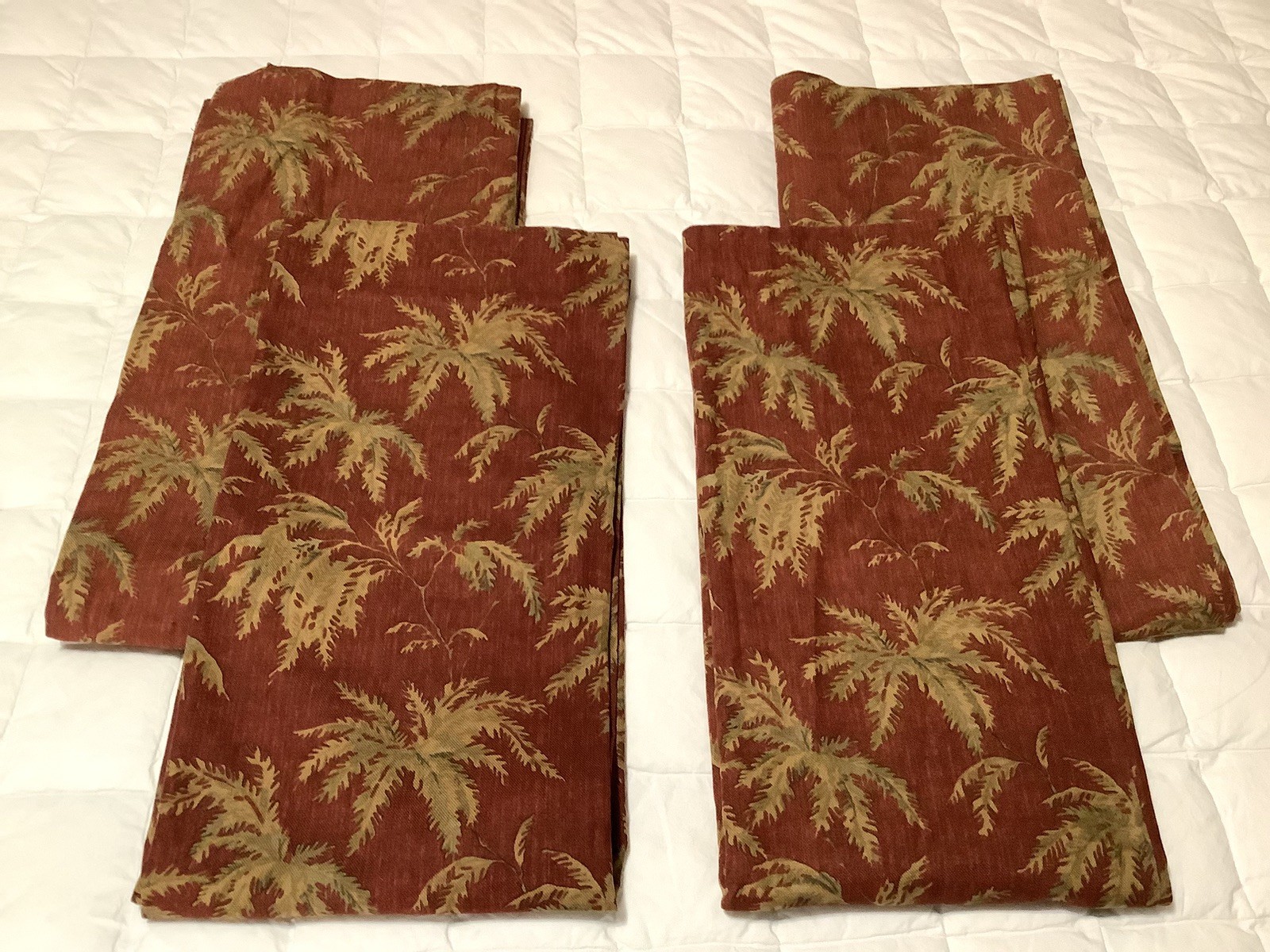 4 American Living Ralph Lauren Red Palm Curtain Panels 40 X 83.5