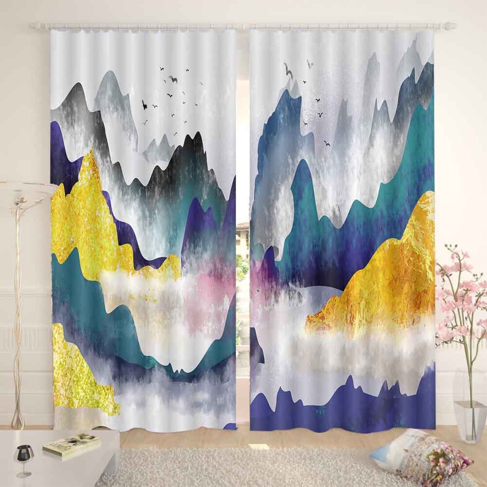 Nibble Books Sky Line 3D Curtain Blockout Photo Printing Curtains Drape Fabric