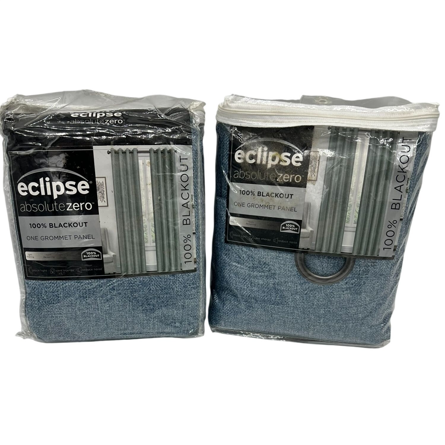 Eclipse Absolute Zero Blackout Grommet Curtain Panels Denim Blue 50×84 Set of 2