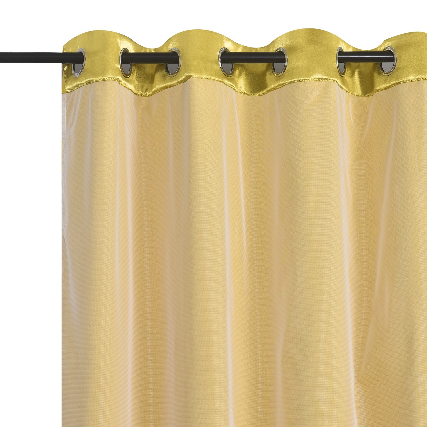 2 Panels Double Layered Curtains with White Sheer Tulle, Grommet Drapes