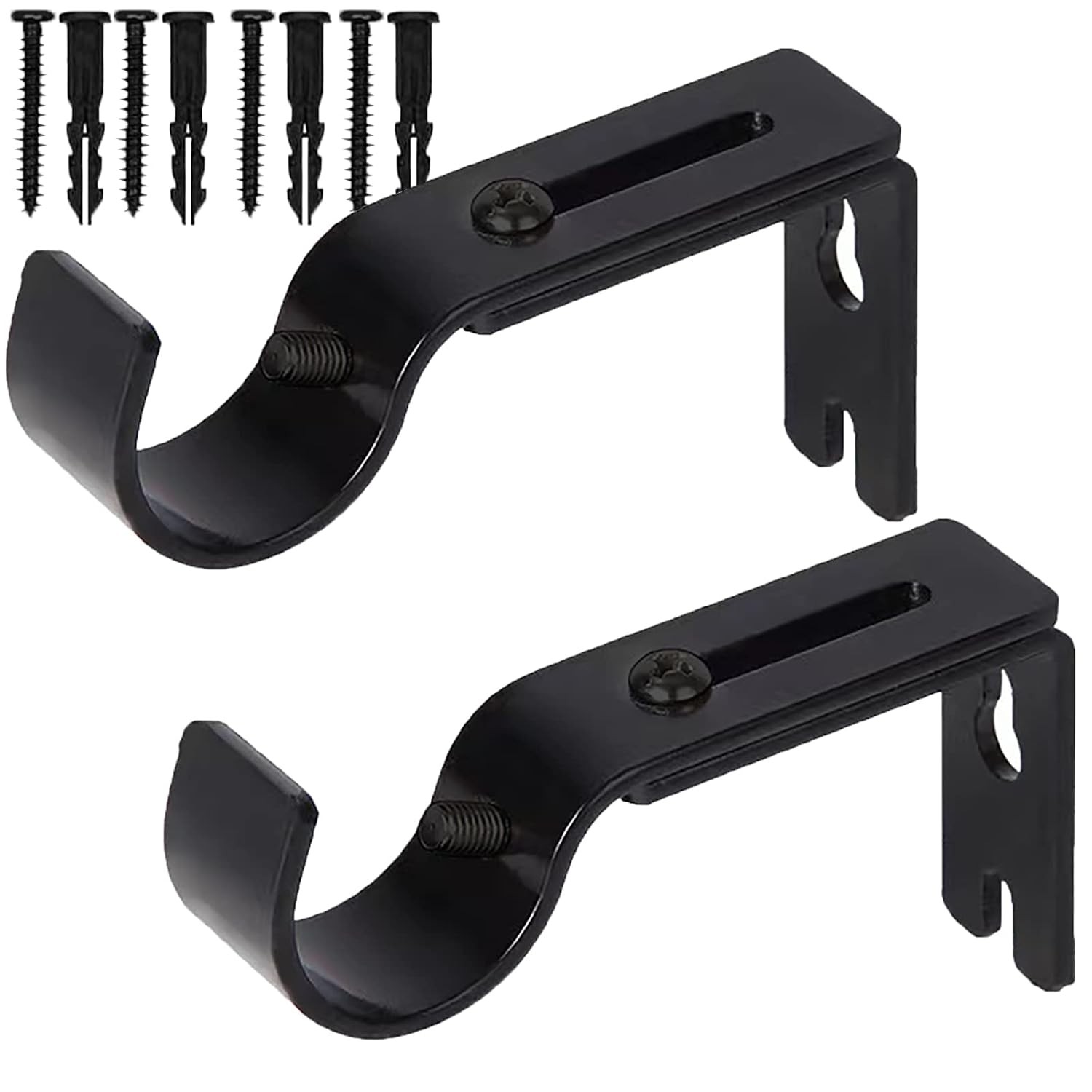 Adjustable Curtain Rod Brackets 2 Pack Wall Mount Curtain Rod Holder Brackets
