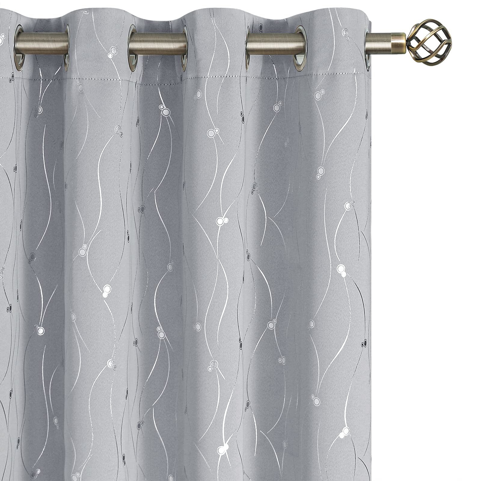 BGment Room Darkening Curtains 72 52″W x 72″L (Pack of 2), Dot-light Grey