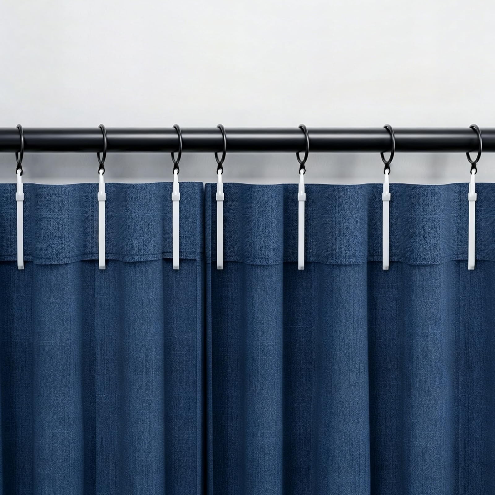 42 Pack Curtain Rings with Hooks 1.25 in Diameter Fits 1 in Curtain Rod