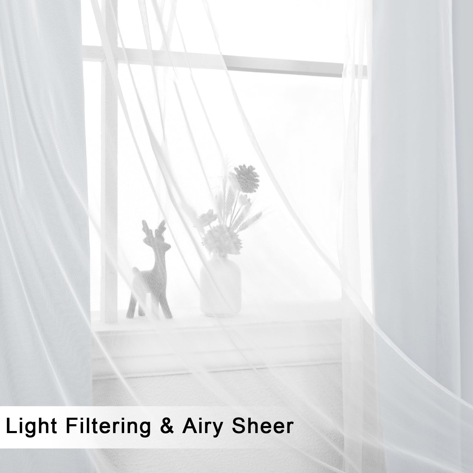 Greyish White Blackout Curtains with Sheer Overlay, Grommet Thermal Insulated…