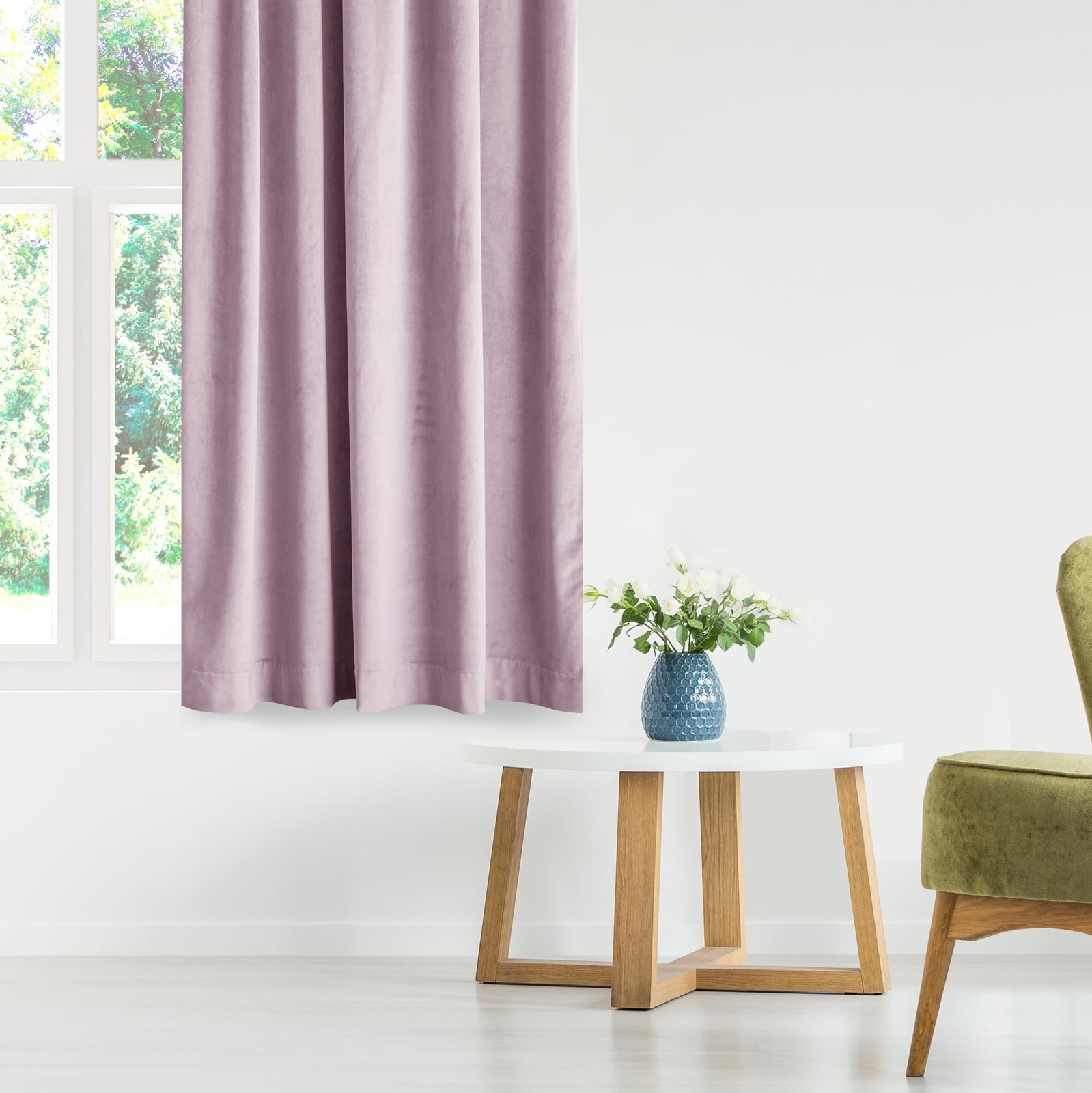 Restilo Set Curtain H 270 x W 140 cm with Tie Backs 54 x 10 cm Velvet Effect P…
