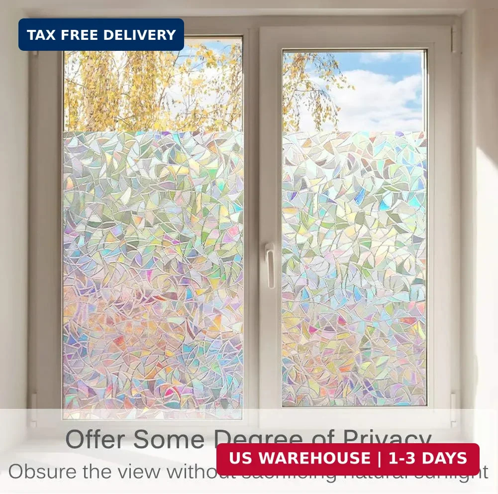 Volcanics Window Privacy Film with Installation Tools, Static Window Clings Viny