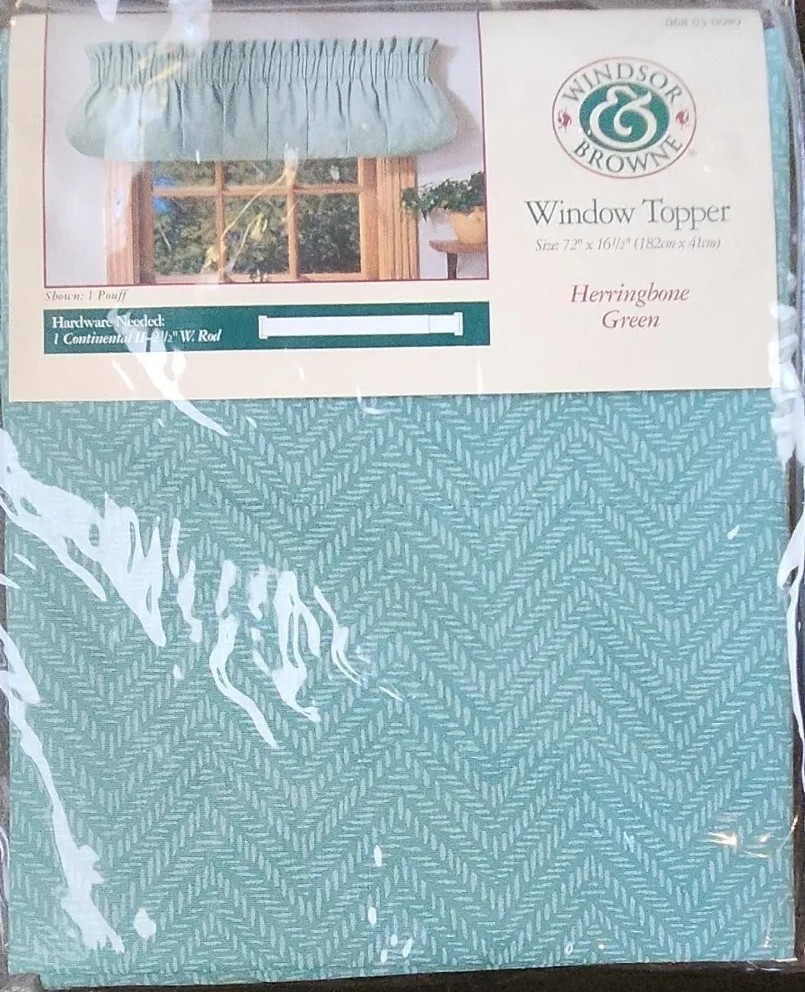Windsor & Browne Window Topper Herringbone Green 72″X 16.5″ New NOS Made in USA