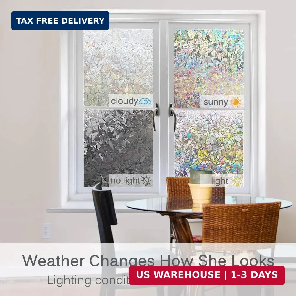 Volcanics Window Privacy Film with Installation Tools, Static Window Clings Viny