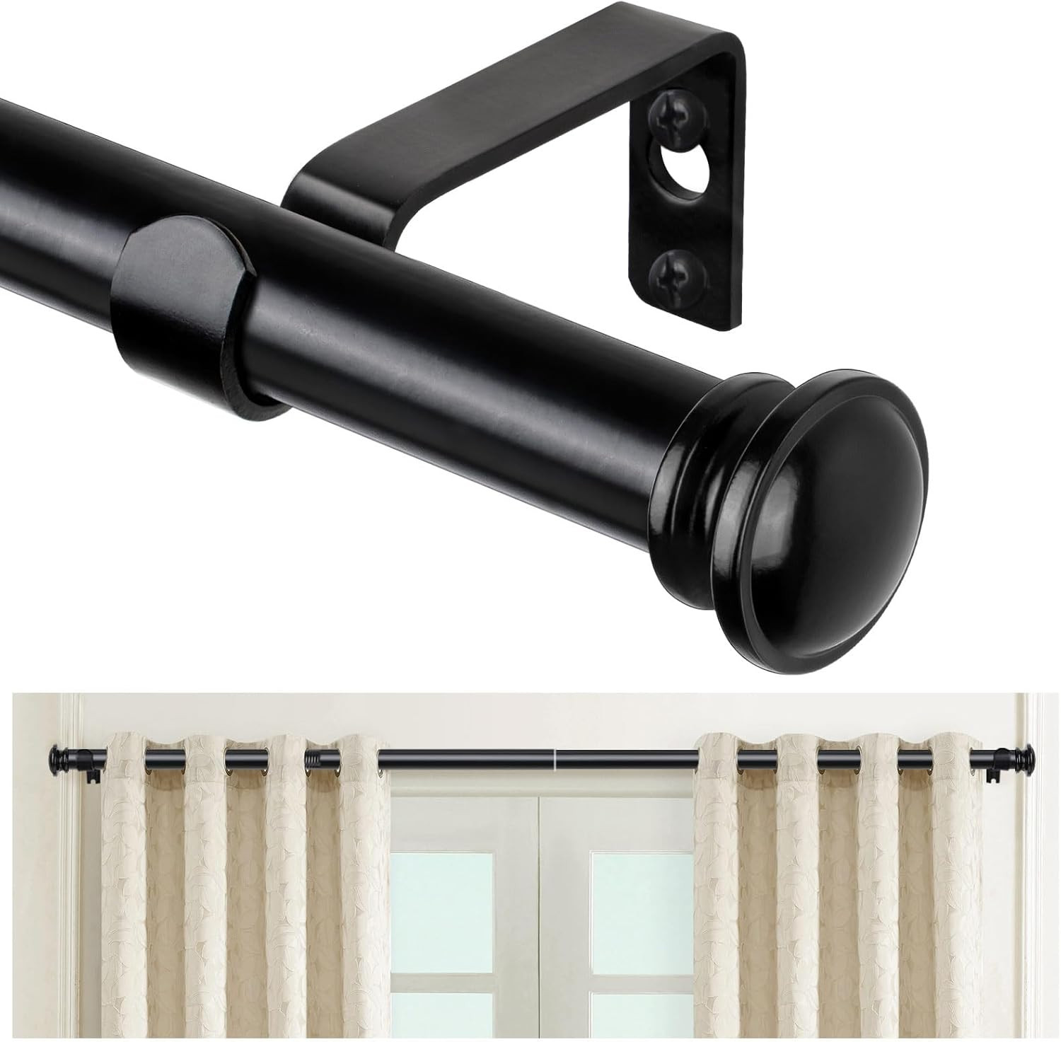 Curtain Rod 32 to 58 Inch(2.6-4.8Ft), Telescoping Splicing 3/4 Drapery Rods for