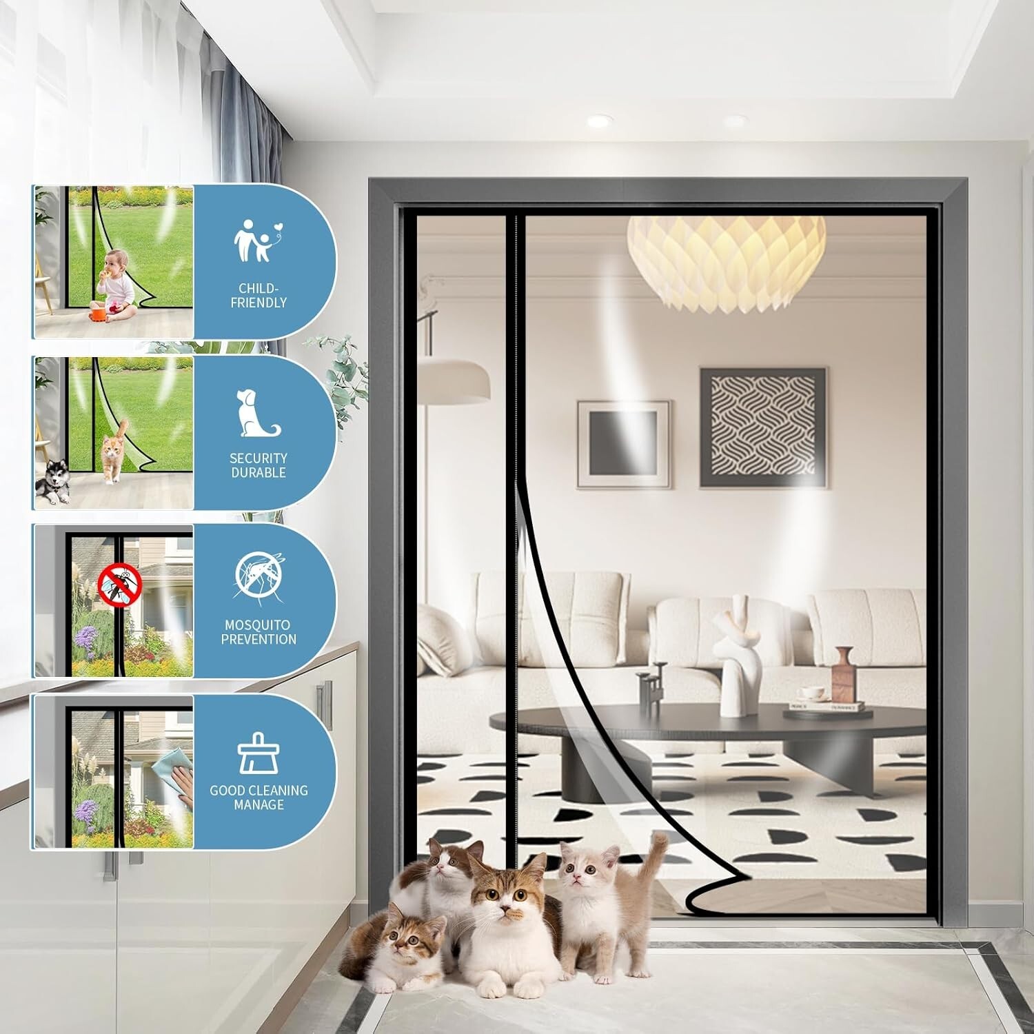 Transparent Insulated Door CurtainS, Reversible Left or Right Side Opening In…
