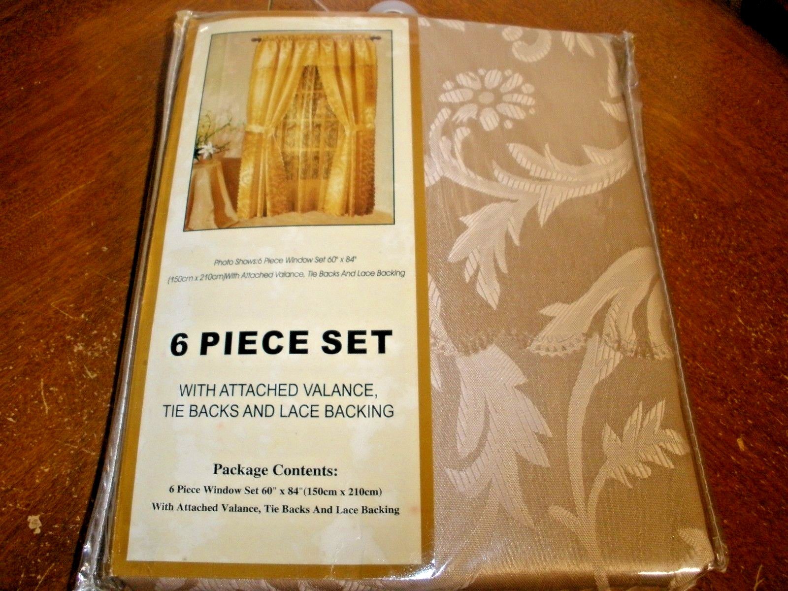 NEW Vintage 100% Polyester 6 Piece Curtain Set TAUPE #50009TPE (O9)
