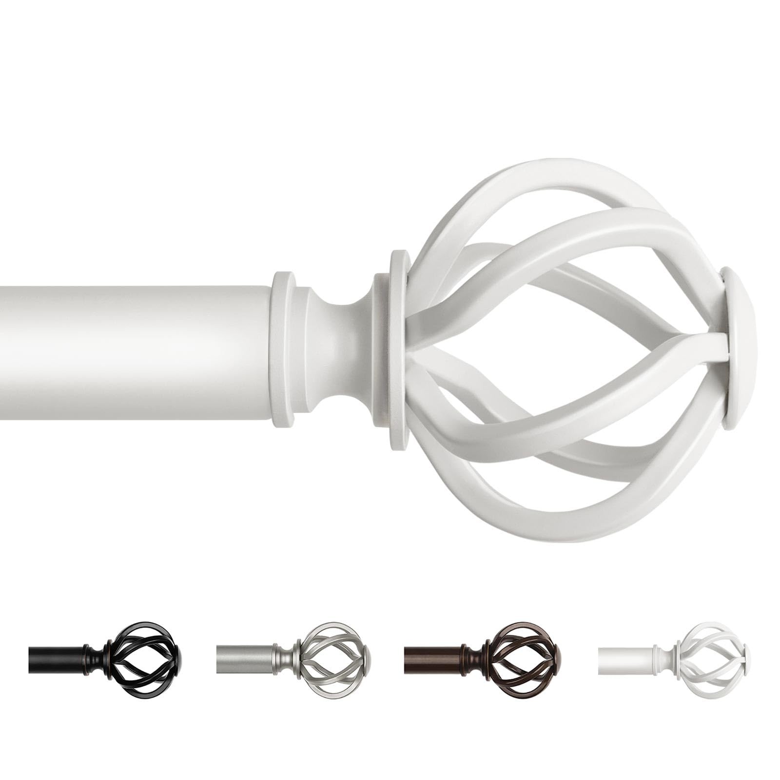 White Curtain Rod 32 to 58 Inches (2.6 to 4.8 ft), 7/8 Curtain Rods for Windo…