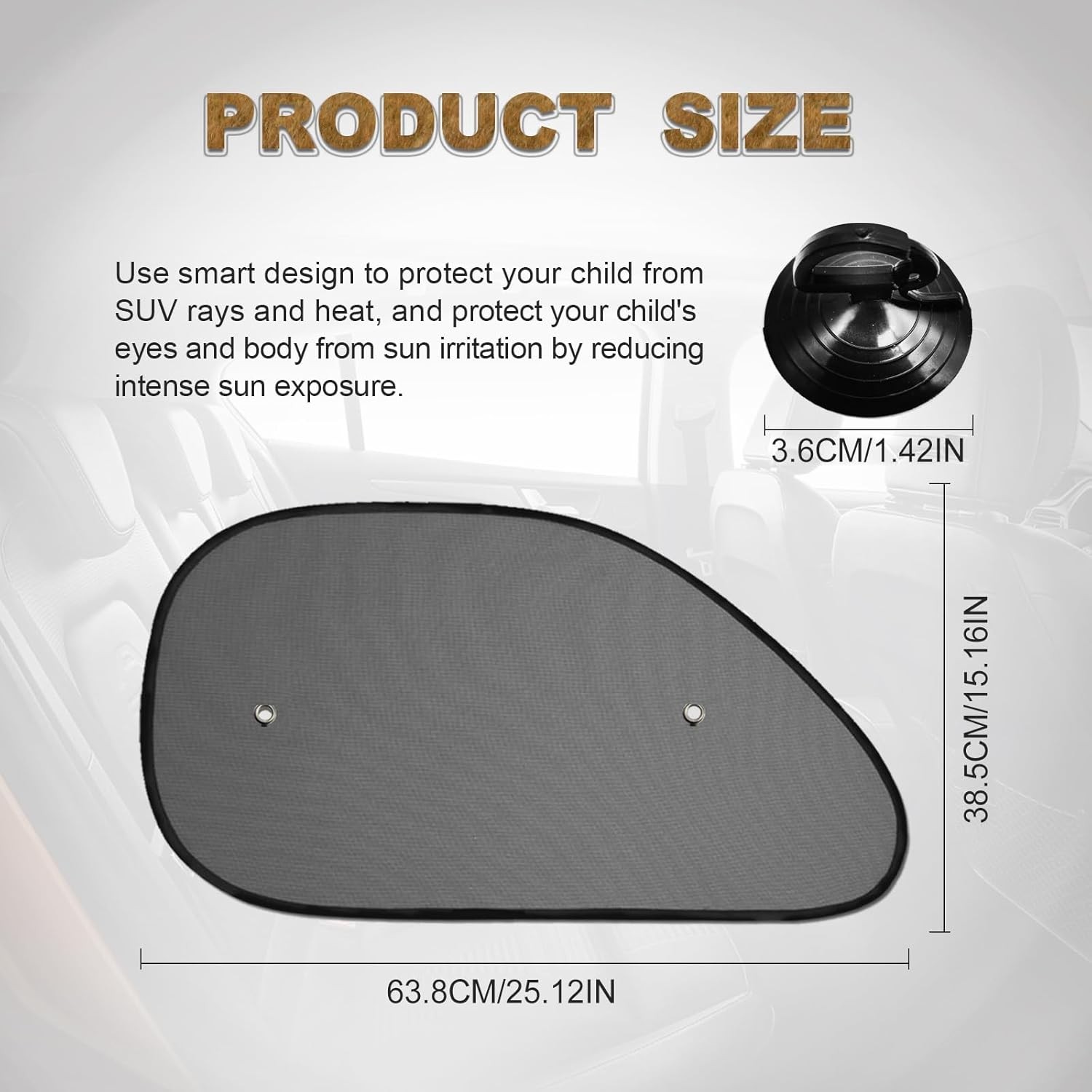 2 Pack Car Side Window Sun Shade, Glare and UV Rays Protection for Your Black