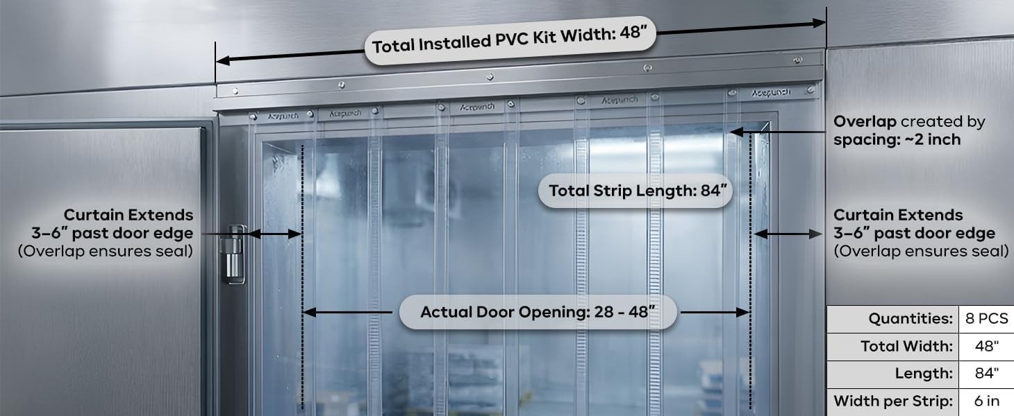 Clear PVC Strip Door Curtain Kit 36×80 in — 0.04″ Thick, 50% Overlap, Waterpr…