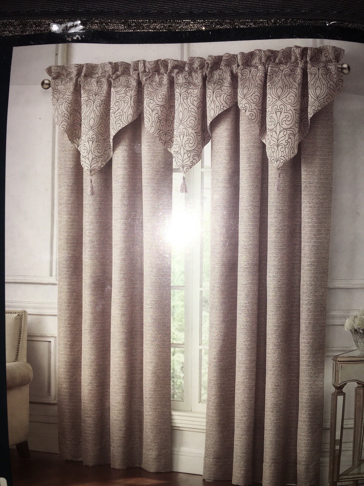 WATERFORD PATRIZIA WINDOW DRESSING 2pc PANELS 3pc ASCOT VALANCE MOCHA NIP