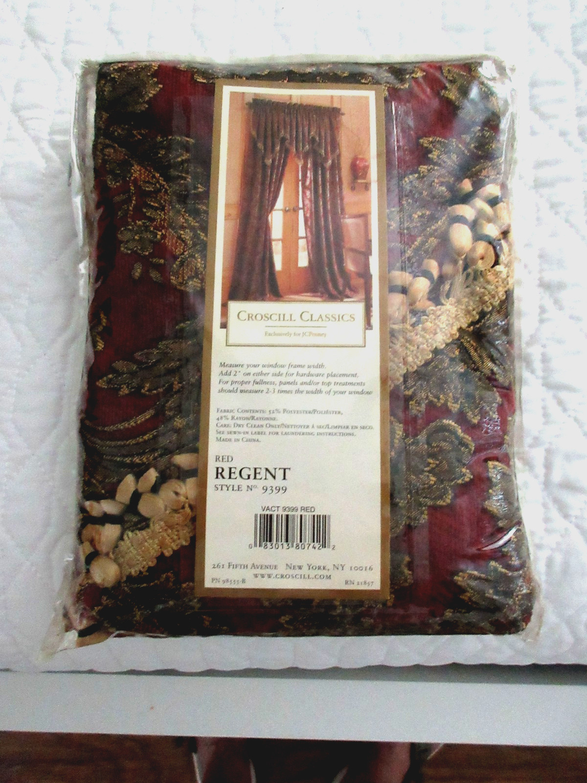 Croscill Red Regent Style # 9399 ASCOT VALANCE 40” W X 27” L ONE