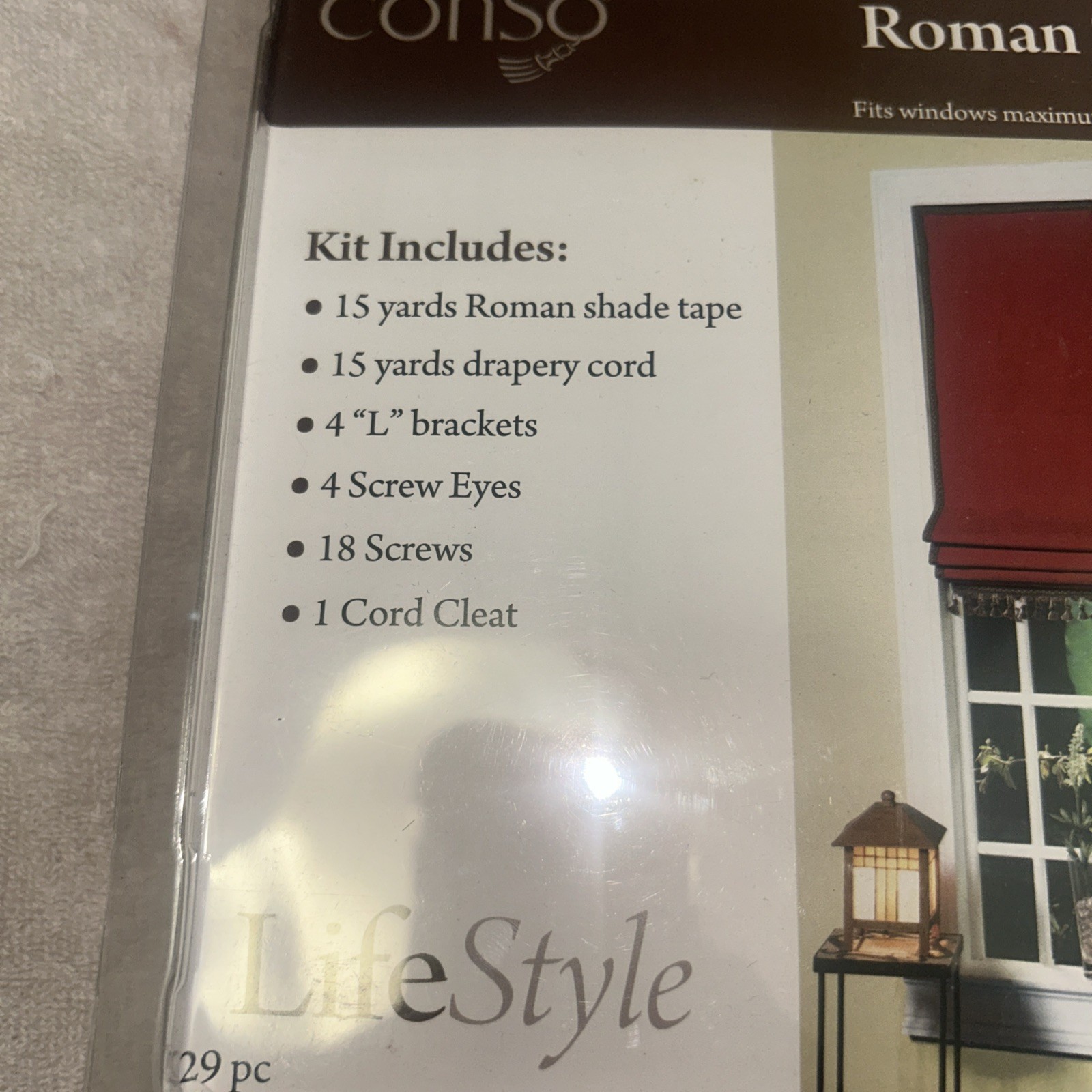 Conso Roman Shade Hardware Kit Window Home Decor Curtain 48″ x 60″