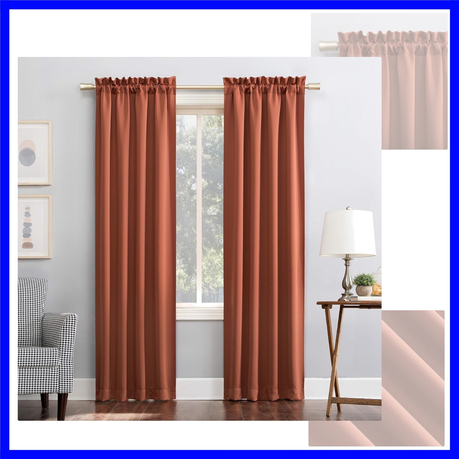 Easton Energy Saving Blackout Rod Pocket Curtain Panel, 40″ x 63″, Terracotta…