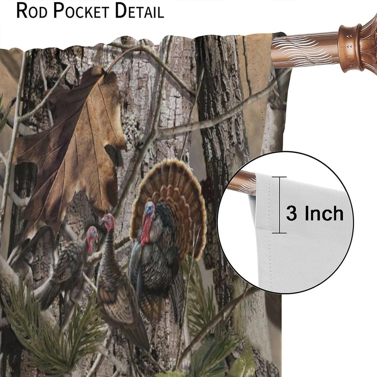 Forest Camo Blackout Curtains for Boys Room – 72″ W X 63″ L Wildlife Drapes