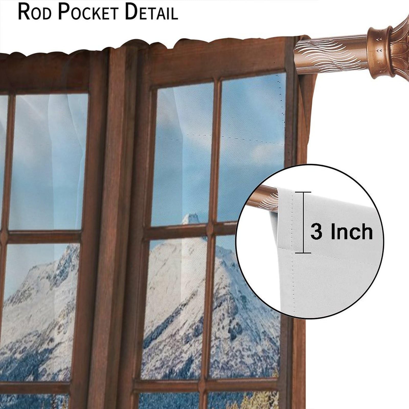Snowy Mountain Winter Landscape Decor Curtains for Bedroom,Nature Snowy Winte…