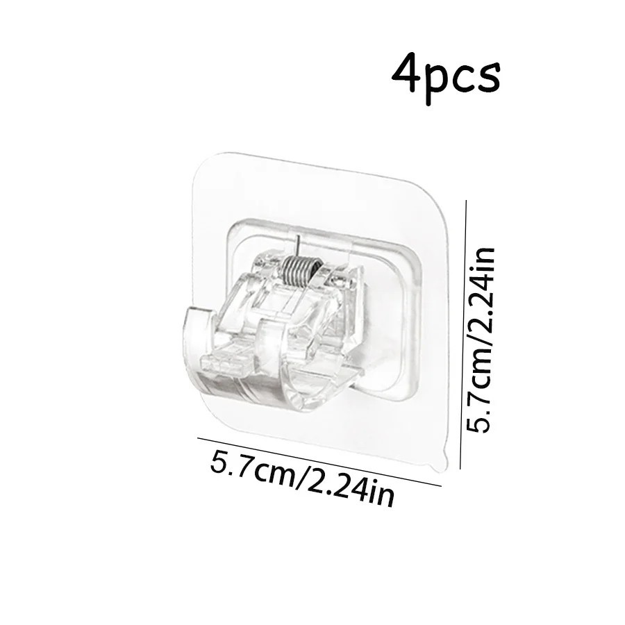 8PCS Nail Free Adjustable Curtain Rod Clip Brackets Self Adhesive Holder Hooks.