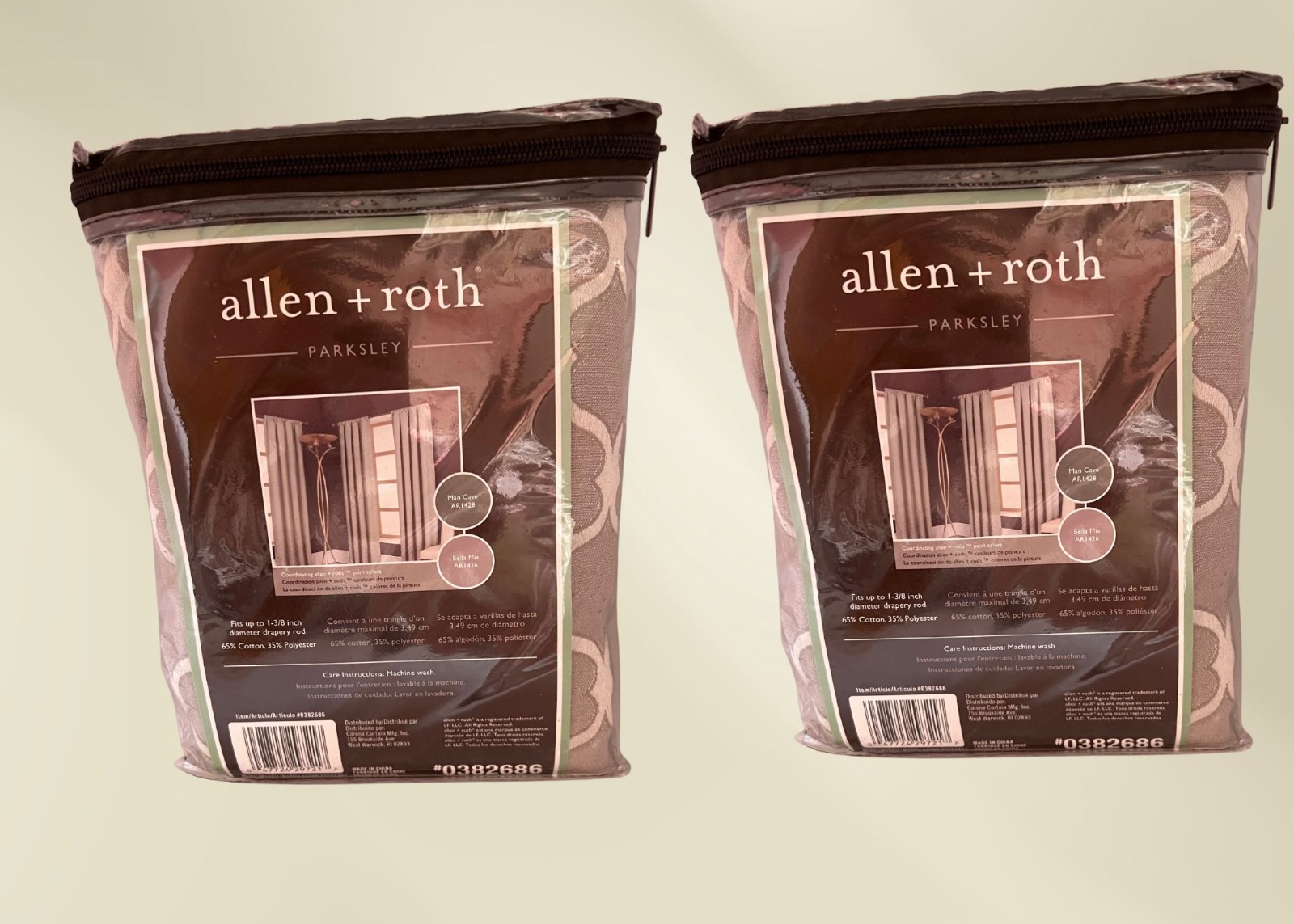 NIP Set Of 2 Allen + Roth Parksley Rod Pocket Panel 50″ W X 84″ L Ivory 0382686