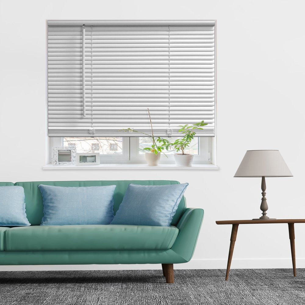 White 1″ Cordless Room Darkening Vinyl Horizontal Mini Blinds Decor 34″ X 48″