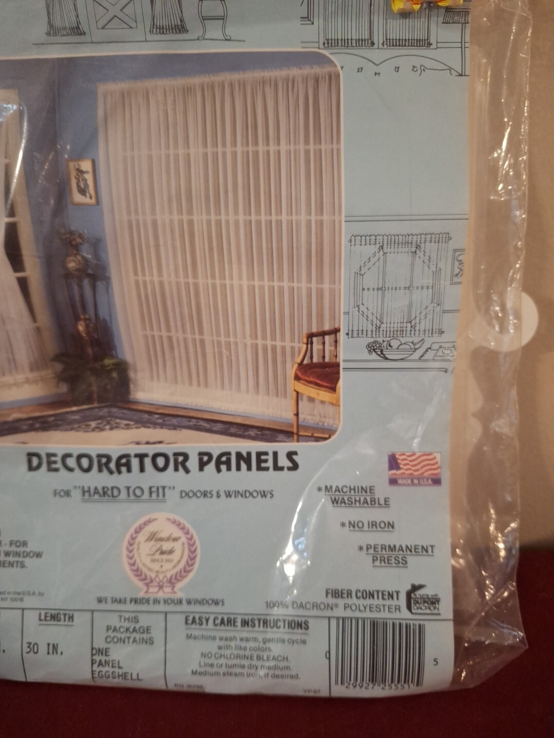 Window Pride Sheer Curtain Panel Eggshell Rod-Pocket 41″ x 30″