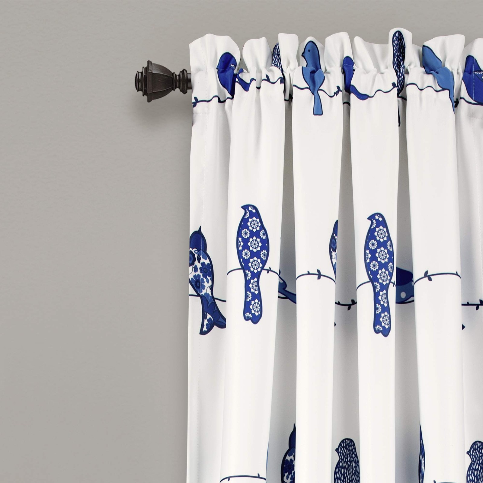 Rowley Birds Light Filtering Window Curtain Panels, Pair, 52″ W x 84″ L, Navy…