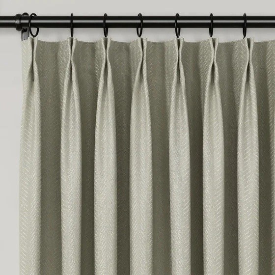 TWOPAGES Herringbone Drape Pleated Curtains (2) 52Wx90”L Beige Unlined NEW