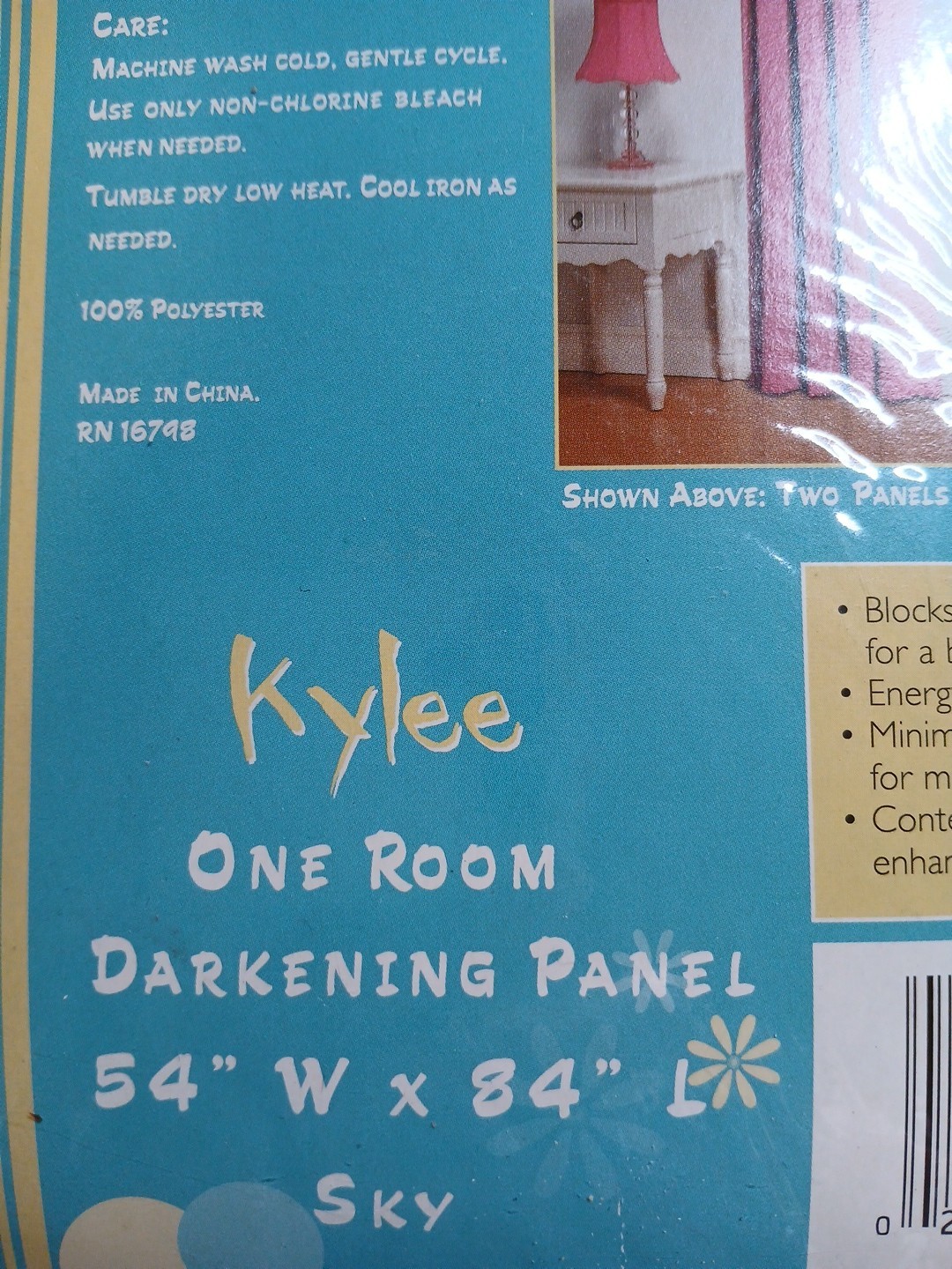 Kylee Room Darkening Curtains & Valance Sky Blue • Blackout Panel Set • Energy