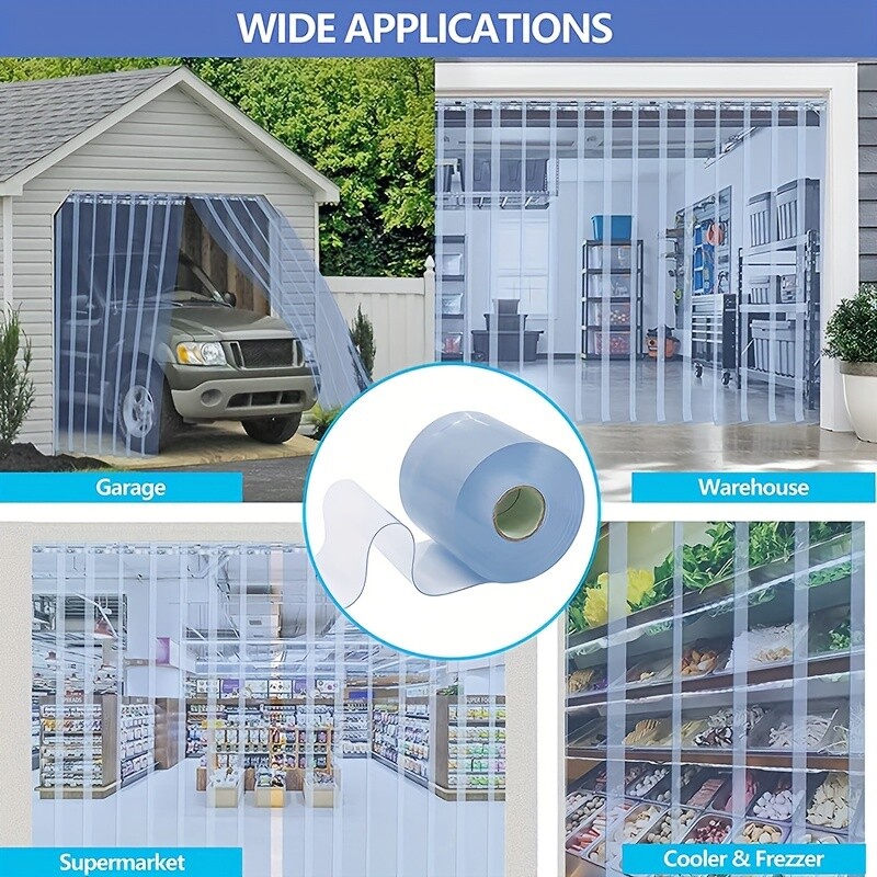 Strip Curtain PVC Door Curtain 48in x 96in Clear Plastic Door Strips Doorway
