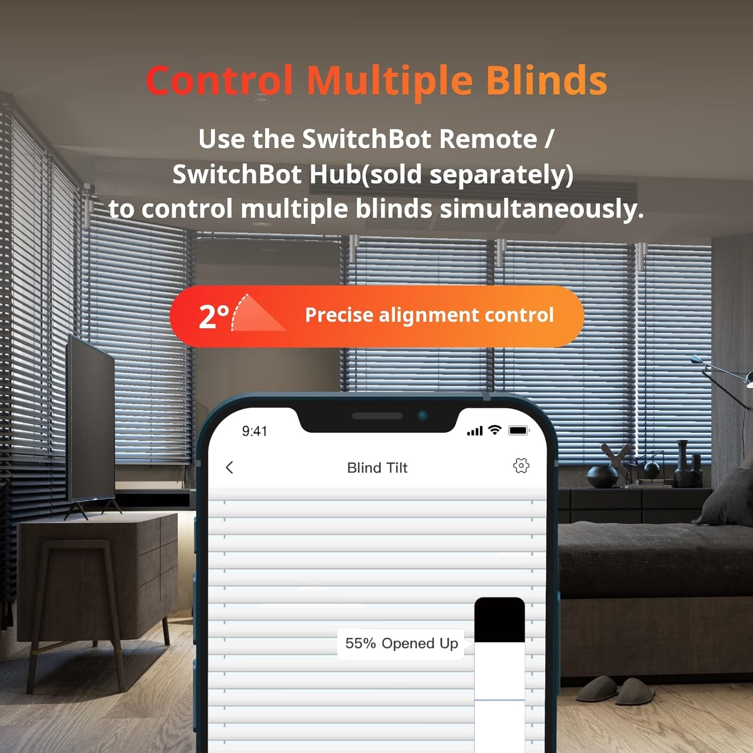 SwitchBot Blind Tilt Motorized Blinds – Smart Electric Blinds with Bluetooth Rem