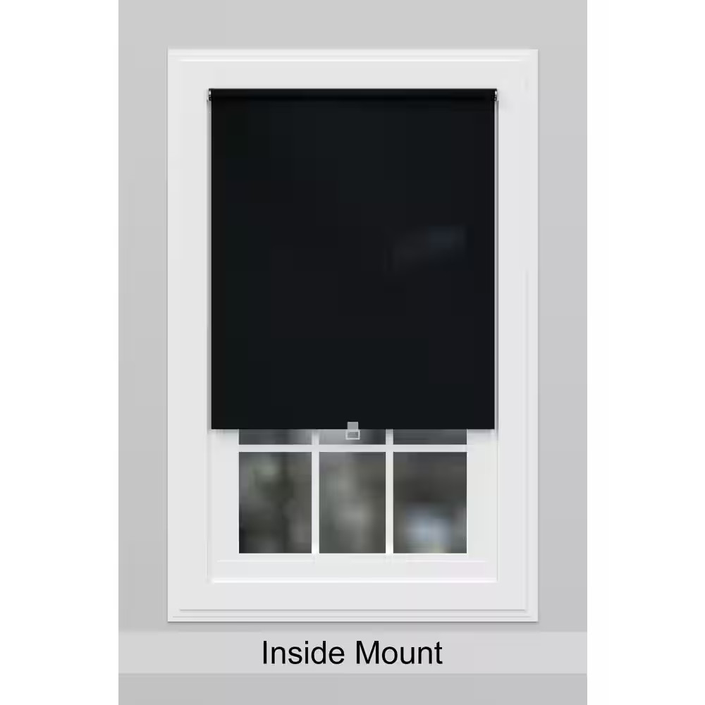 Cut-To-Size 44 In. W X 73 In. L Black Cordless Room Darkening Polyester Fabric R