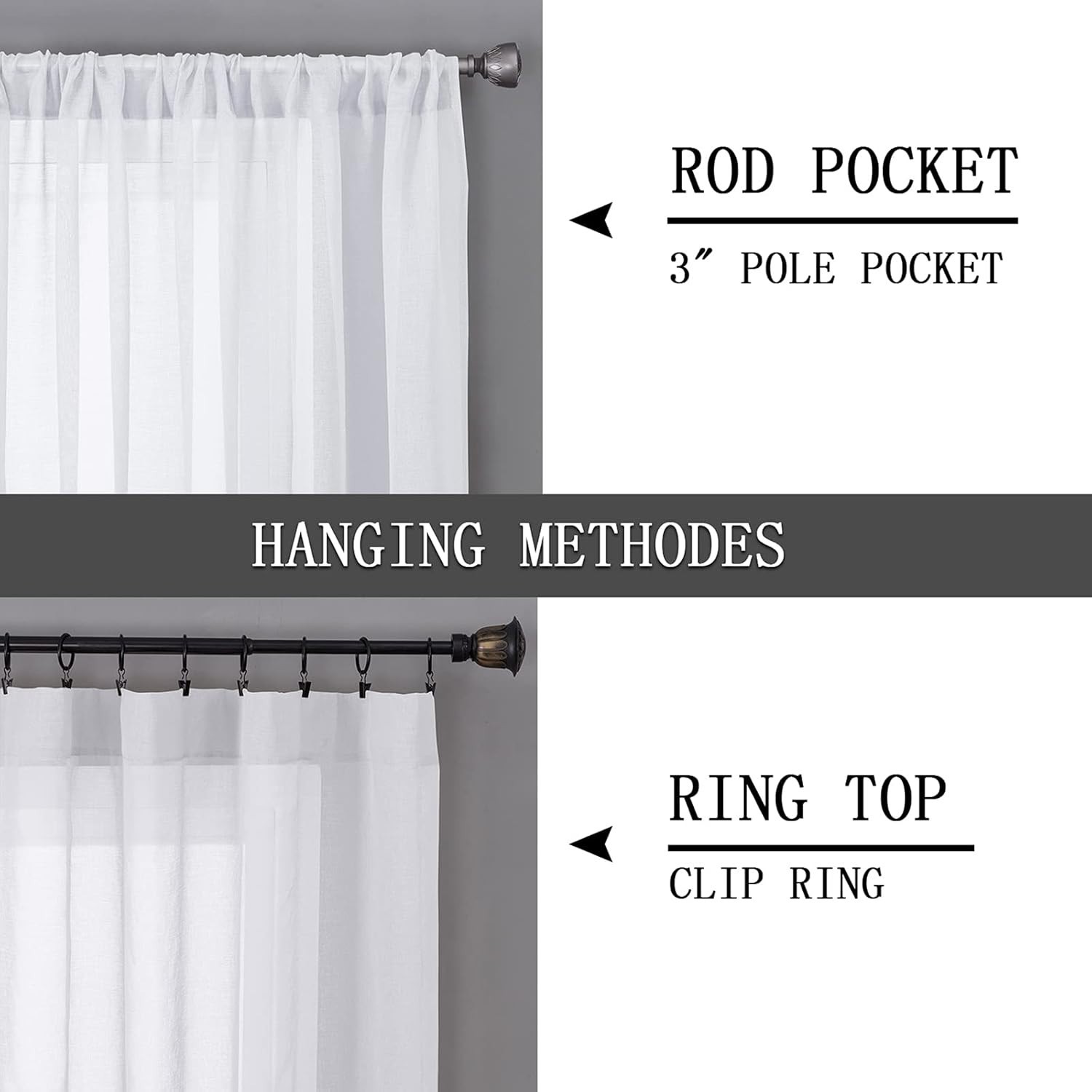 Lightweight 2-Piece White Sheer Curtains – 38×84 Faux Linen for Dreamy Interiors
