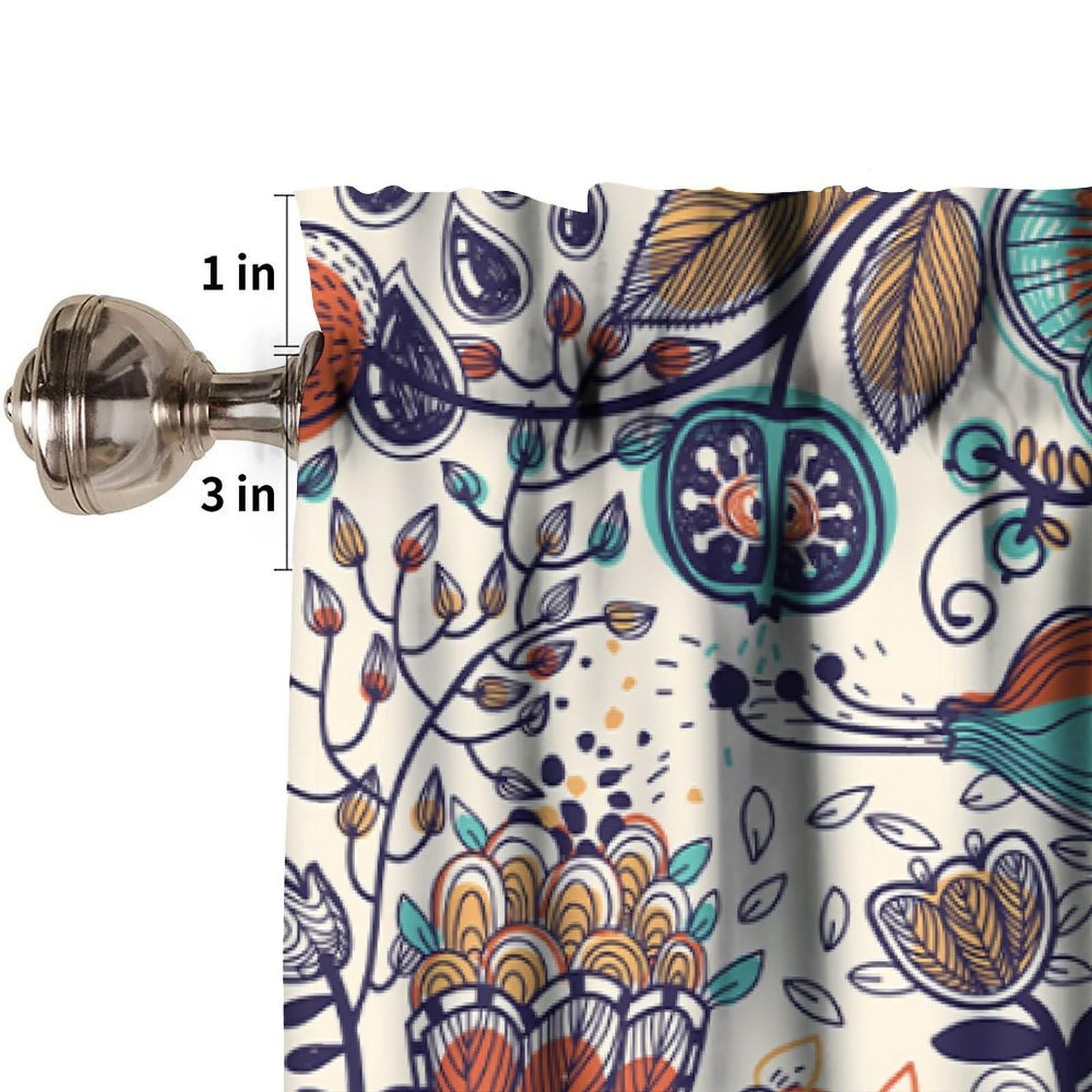 Abstract Floral Boho Valance Kitchen Curtain Minimalist Flowers Art Printed V…
