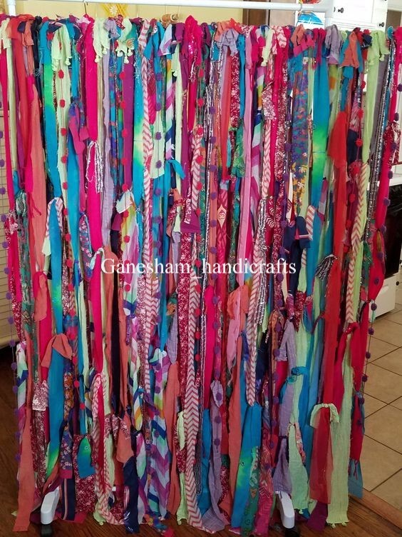 50 Strands, Bohemian gypsy rag Window Bohemian Valance Indian Backdrop curtains