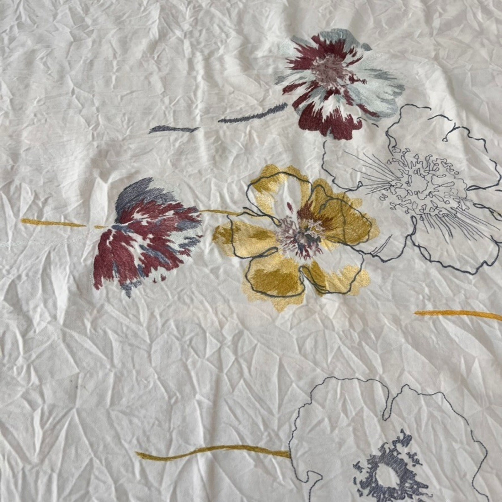 Cynthia Rowley Window Curtain Panel 67″ x 68″ Colorful Embroidered Floral Design